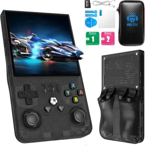 2025 New Upgrade R36MAX Retro Handheld Game Console with 64G Built-in 18000  Classic Games, Portable Hand Held Open Source Linux System 4.0-in 4k HD IPS Screen Video Player (Black 64GB)