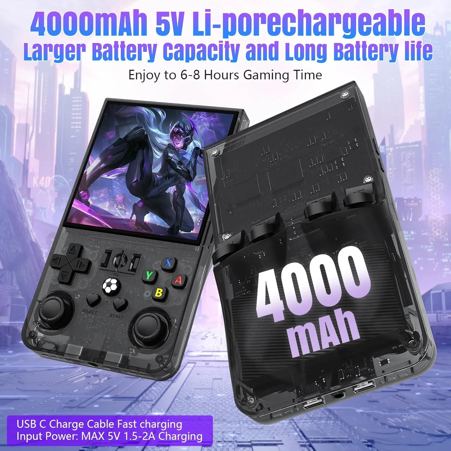 2025 New Upgrade R36MAX Retro Handheld Game Console with 64G Built-in 18000  Classic Games, Portable Hand Held Open Source Linux System 4.0-in 4k HD IPS Screen Video Player (Black 64GB)
