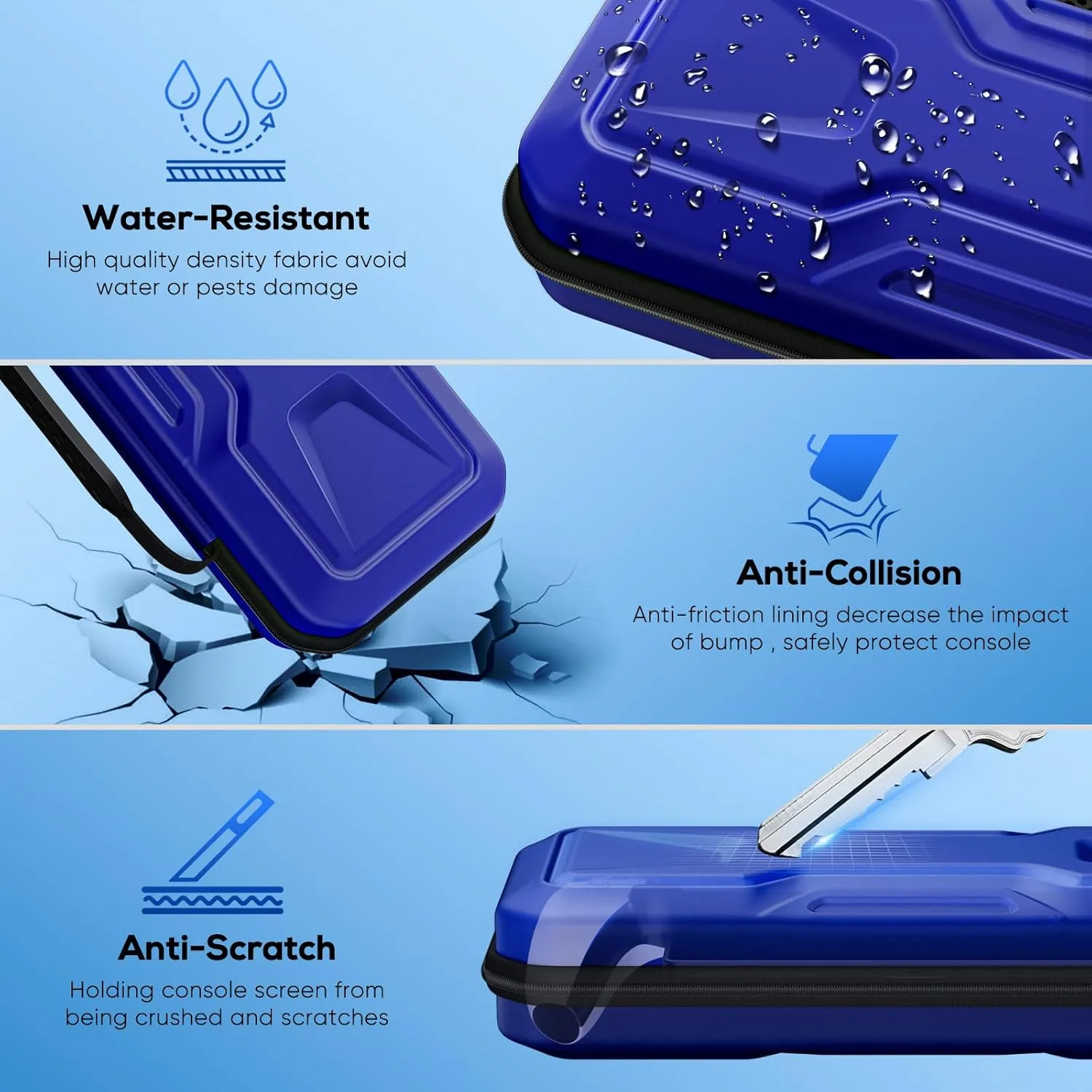 Accessories Bundle for PlayStation Portal, Carry Case with Hard Clear Protective Cover and Tempered Glass Screen Protector, Portable Hard Shell Travel Handbag for PS Portal Remote Player-Sapphire Blue