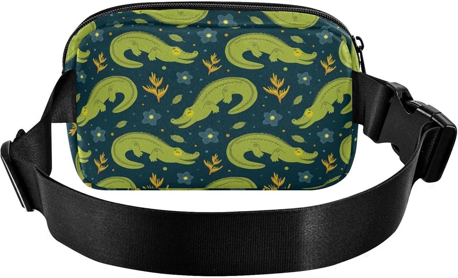 Alligator Pattern Fanny Pack for Men Women,Crossbody Waist Bag Pack with Adjustable Strap Mini Belt Bag for Running Cycling