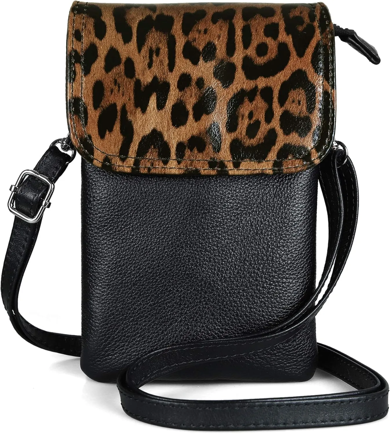 befen Genuine Leather Small Crossbody Bags for Women Cell Phone Bag Cross Body Purses,Silver Zipper