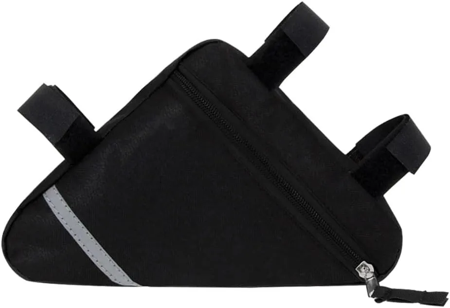 Bike Triangle Bag, Waterproof Bicycle Front Tube Frame Bag, Double-Sided Reflective Decoration Makes Night Riding Safer (Black)
