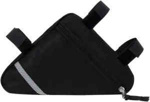 Bike Triangle Bag, Waterproof Bicycle Front Tube Frame Bag, Double-Sided Reflective Decoration Makes Night Riding Safer (Black)