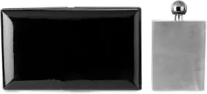 Blush VIP Incognito Clutch Hidden Flask for Liquor, Discreet Flasks, Secret Hiding Containers for Wine, Travel, Party, 3 oz, Set of 1, Black