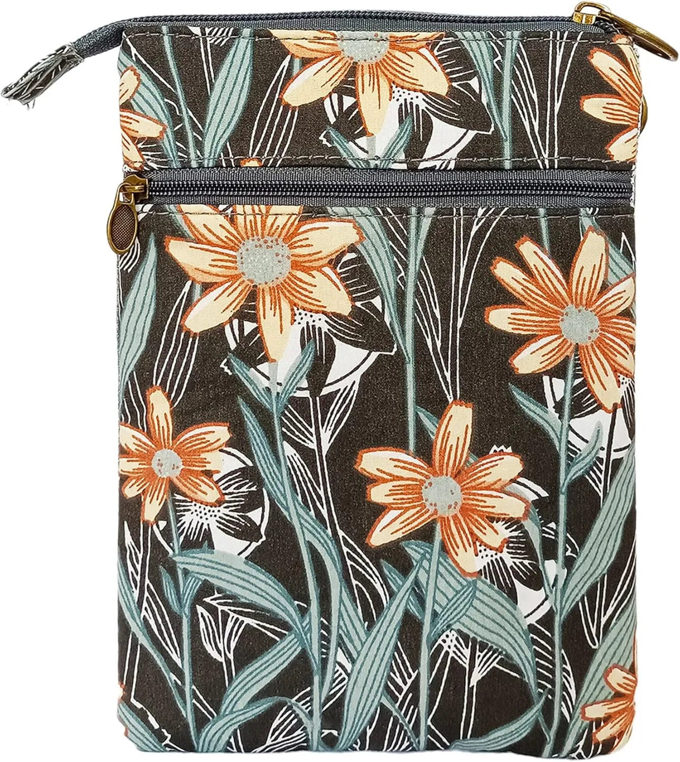 Canvas Cute Crossbody Bags for Women Mini Shoulder Handbag Cell Phone Purse Wallet Leaves Pattern Coin Pouch
