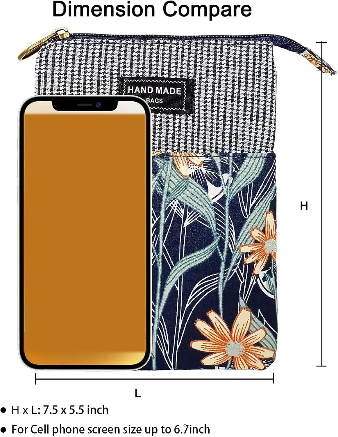 Canvas Cute Crossbody Bags for Women Mini Shoulder Handbag Cell Phone Purse Wallet Leaves Pattern Coin Pouch