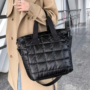 Christmas Gift Casual Nylon Green Shoulder Bag Designer Cotton Women Handbag Quilted Bucket Totes Warm 2021 hit Winter Large Capacity Blue