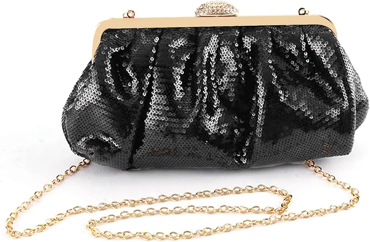 Clutch Purses for Women Sparkle Pleated Evening Clutch Bag Cloud Cross Body & Shoulder Bag for Party Prom Club Wedding