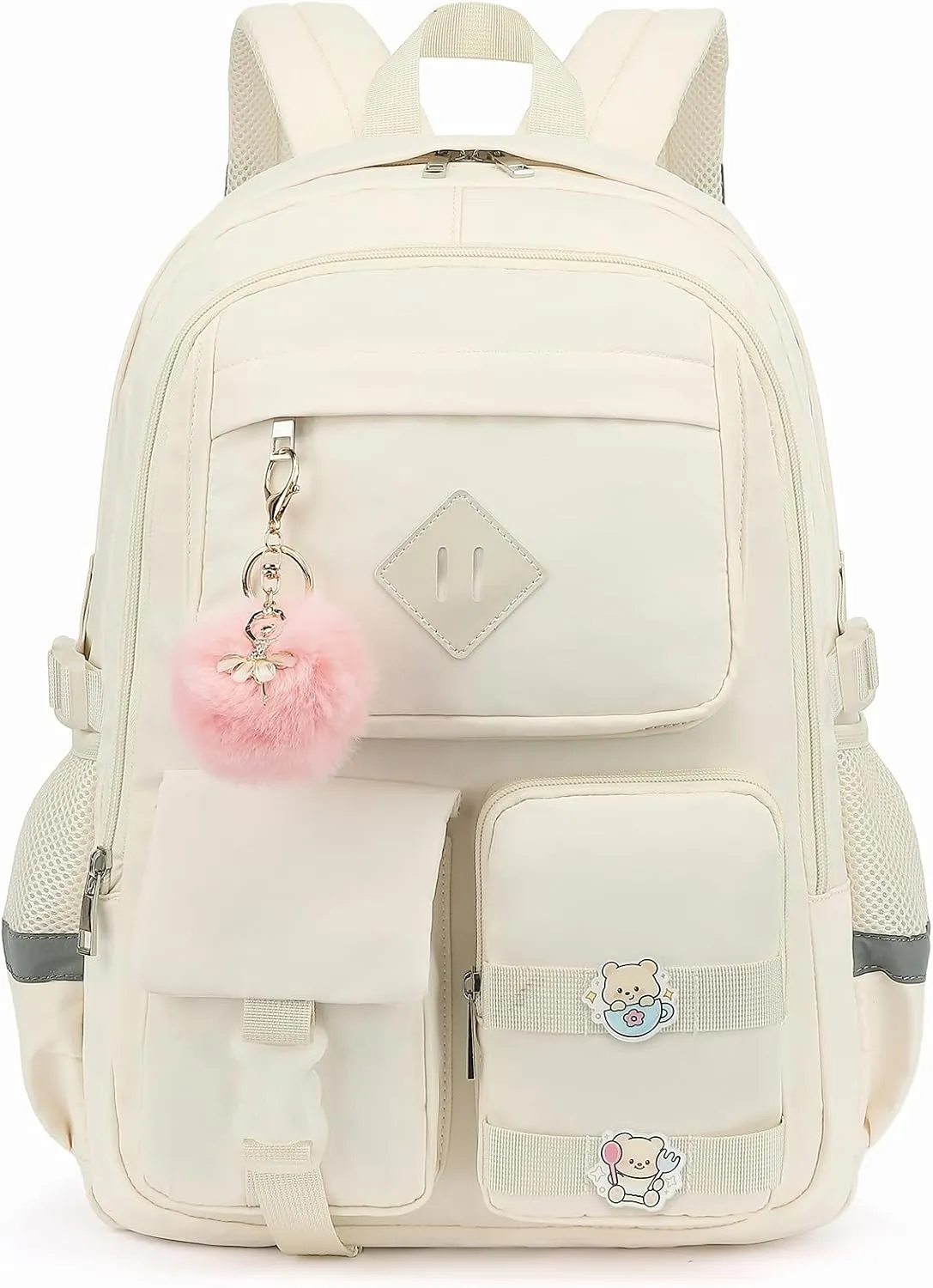 College School Backpack for Girls, Women Travel Laptop Backpacks Teens Middle High School Bookbag (Beige)