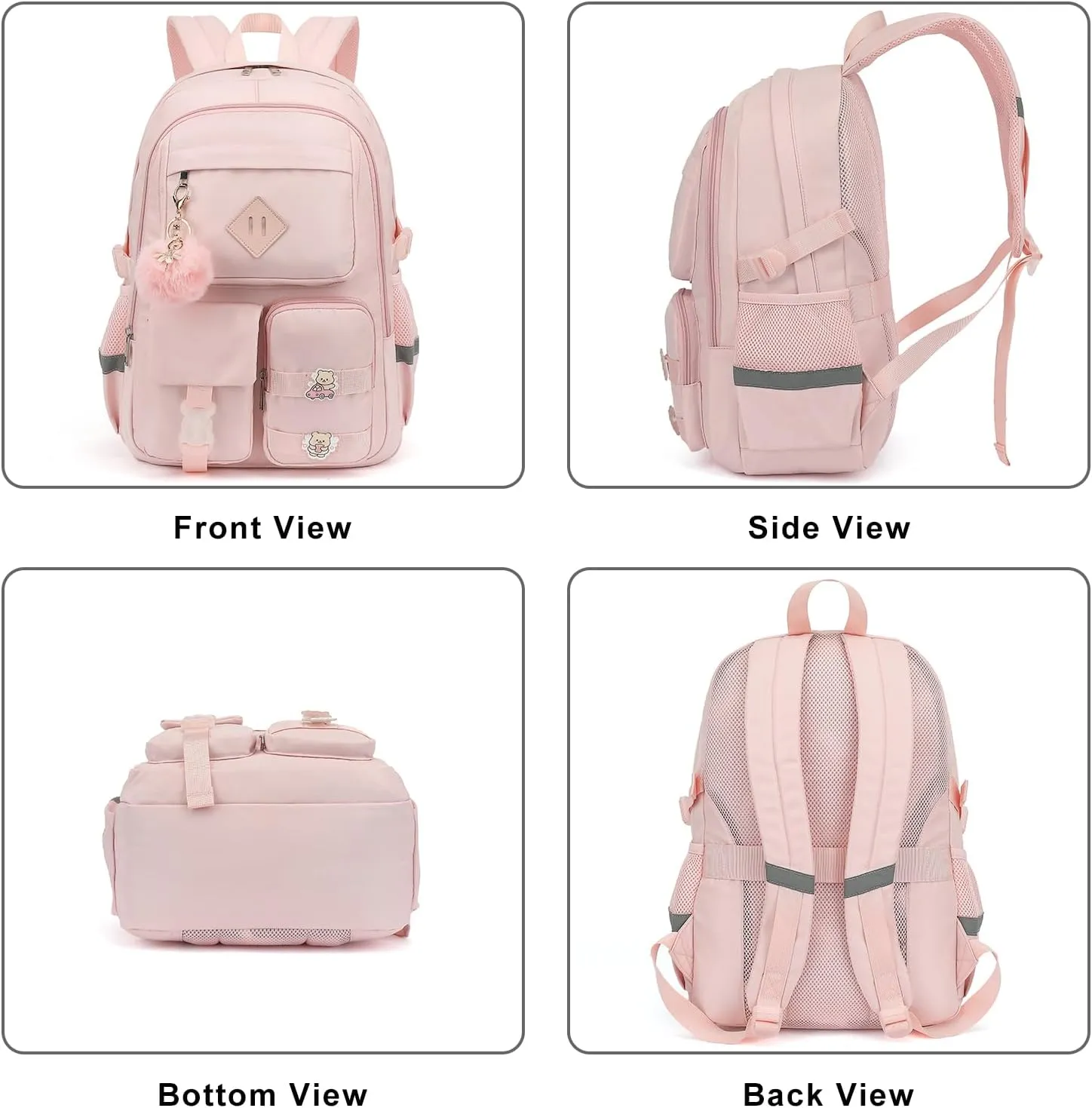 College School Backpack for Girls, Women Travel Laptop Backpacks Teens Middle High School Bookbag (Pink)