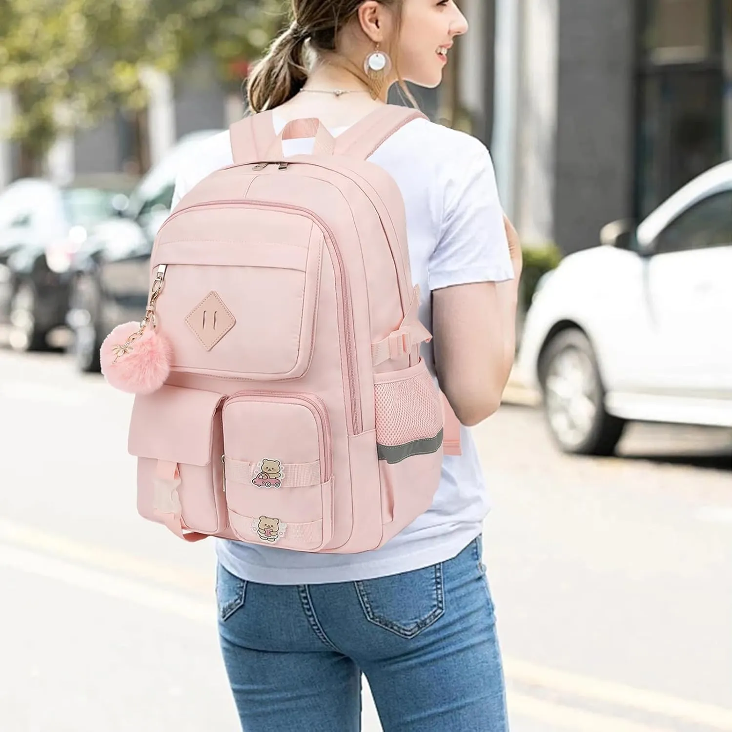 College School Backpack for Girls, Women Travel Laptop Backpacks Teens Middle High School Bookbag (Pink)