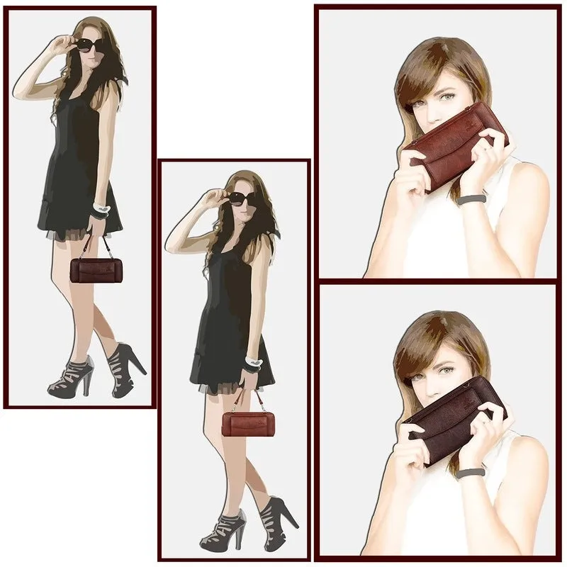 Combo of 2: Women's Wallets with Zipper Pocket & Snap Closure | Twin Handles | Rust & Dark Brown