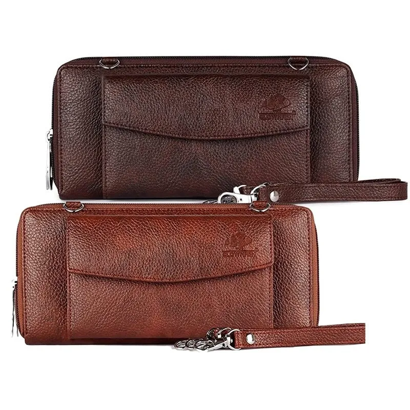 Combo of 2: Women's Wallets with Zipper Pocket & Snap Closure | Twin Handles | Rust & Dark Brown