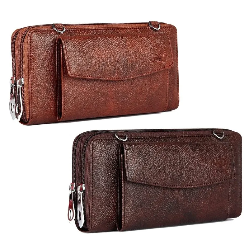 Combo of 2: Women's Wallets with Zipper Pocket & Snap Closure | Twin Handles | Rust & Dark Brown