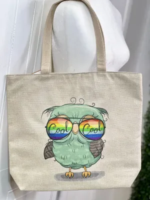 Corine "cool cool" Owl Canvas Tote