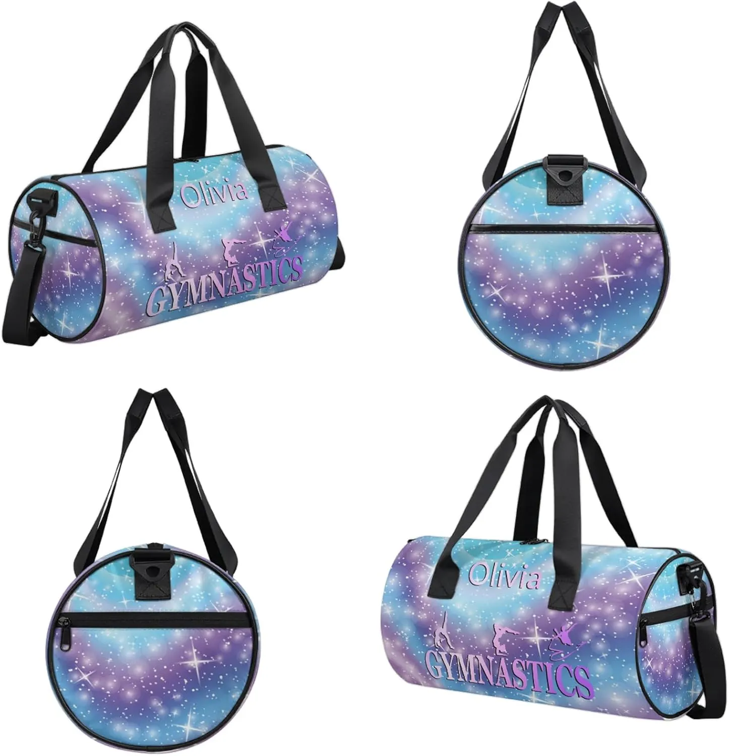 Custom Gymnastics Duffel Bag Round Personalized Name Dance Ballet Bags Waterproof