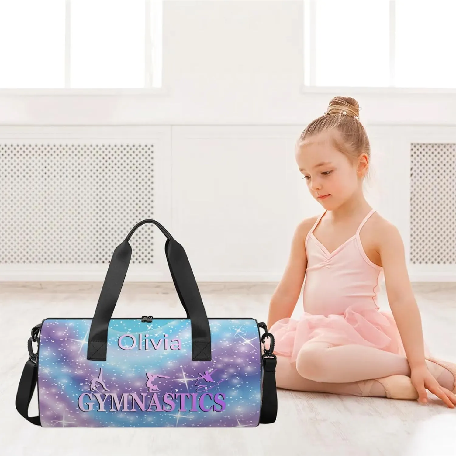 Custom Gymnastics Duffel Bag Round Personalized Name Dance Ballet Bags Waterproof
