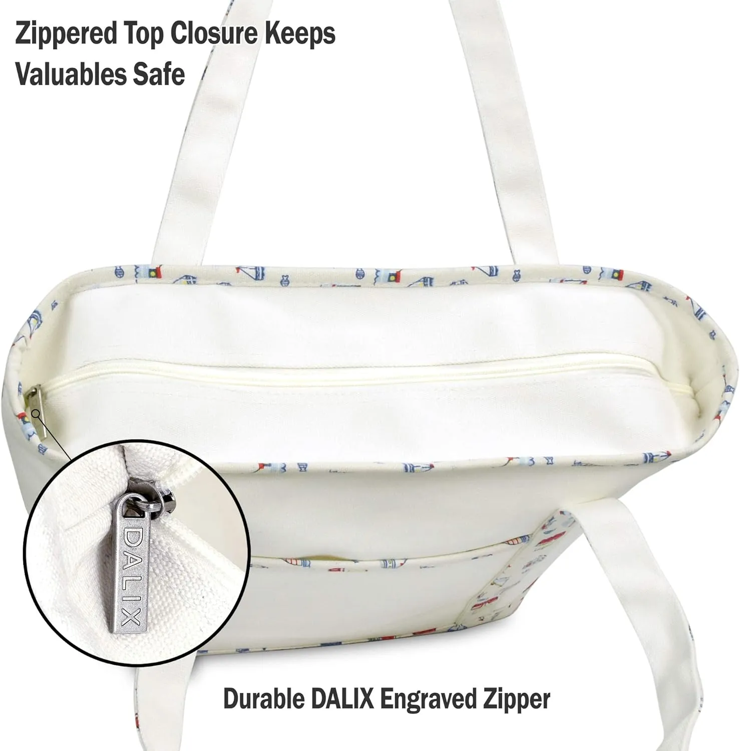 DALIX 20" Large Sail Boat Tote Shoulder Bag Heavy Cotton Canvas in White
