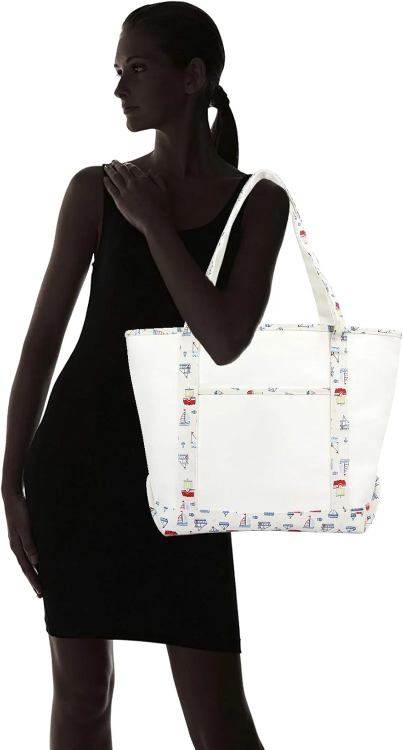DALIX 20" Large Sail Boat Tote Shoulder Bag Heavy Cotton Canvas in White
