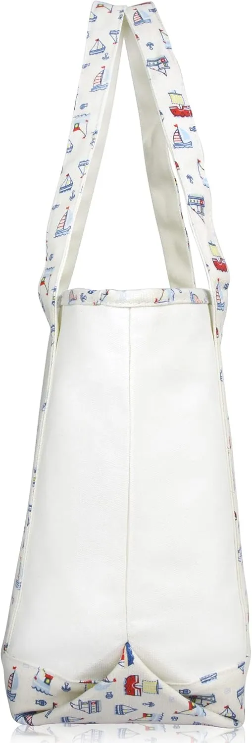 DALIX 20" Large Sail Boat Tote Shoulder Bag Heavy Cotton Canvas in White