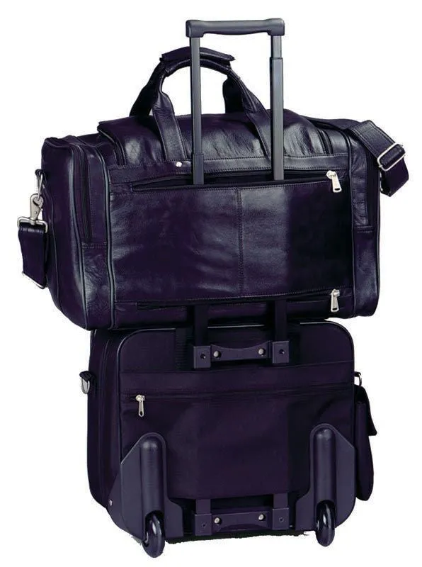 Deluxe Leather Duffel Bag - Black