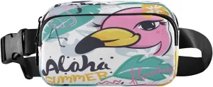 Fanny Packs for Women Men Pink Flamingo Girl Belt Bag Waterproof Fashion Waist Pack with Adjustable Strap Tropical Cartoon Waist Bag Hip Bumbags for Running Workout Travel Hiking Cycling