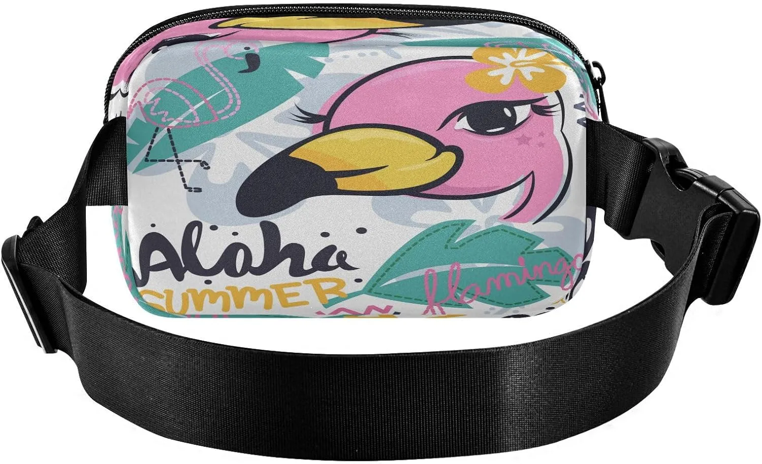 Fanny Packs for Women Men Pink Flamingo Girl Belt Bag Waterproof Fashion Waist Pack with Adjustable Strap Tropical Cartoon Waist Bag Hip Bumbags for Running Workout Travel Hiking Cycling