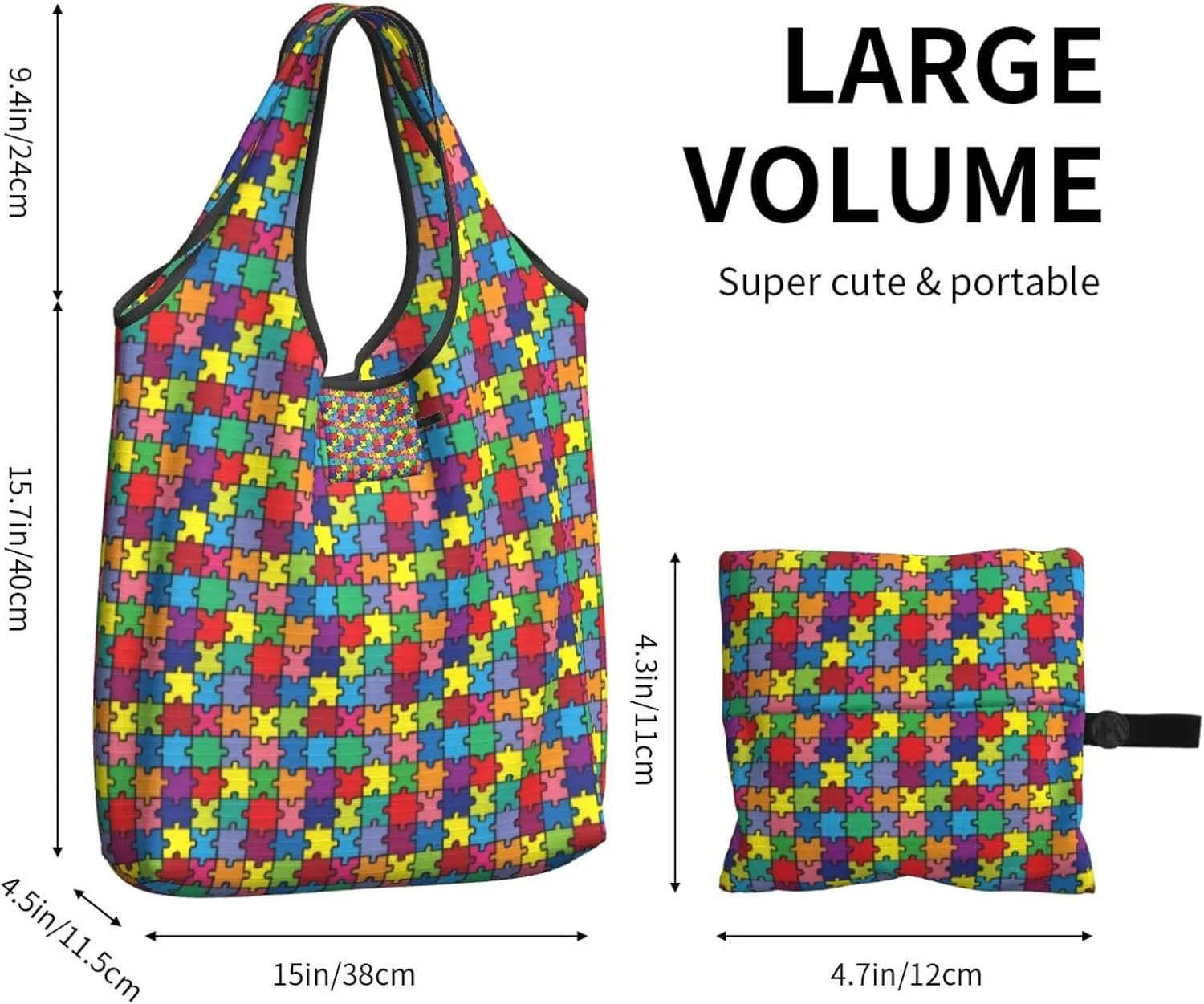 Foldable Reusable Shopping Tote  Waterproof, Lightweight & Durable for Groceries, Travel & Daily Use