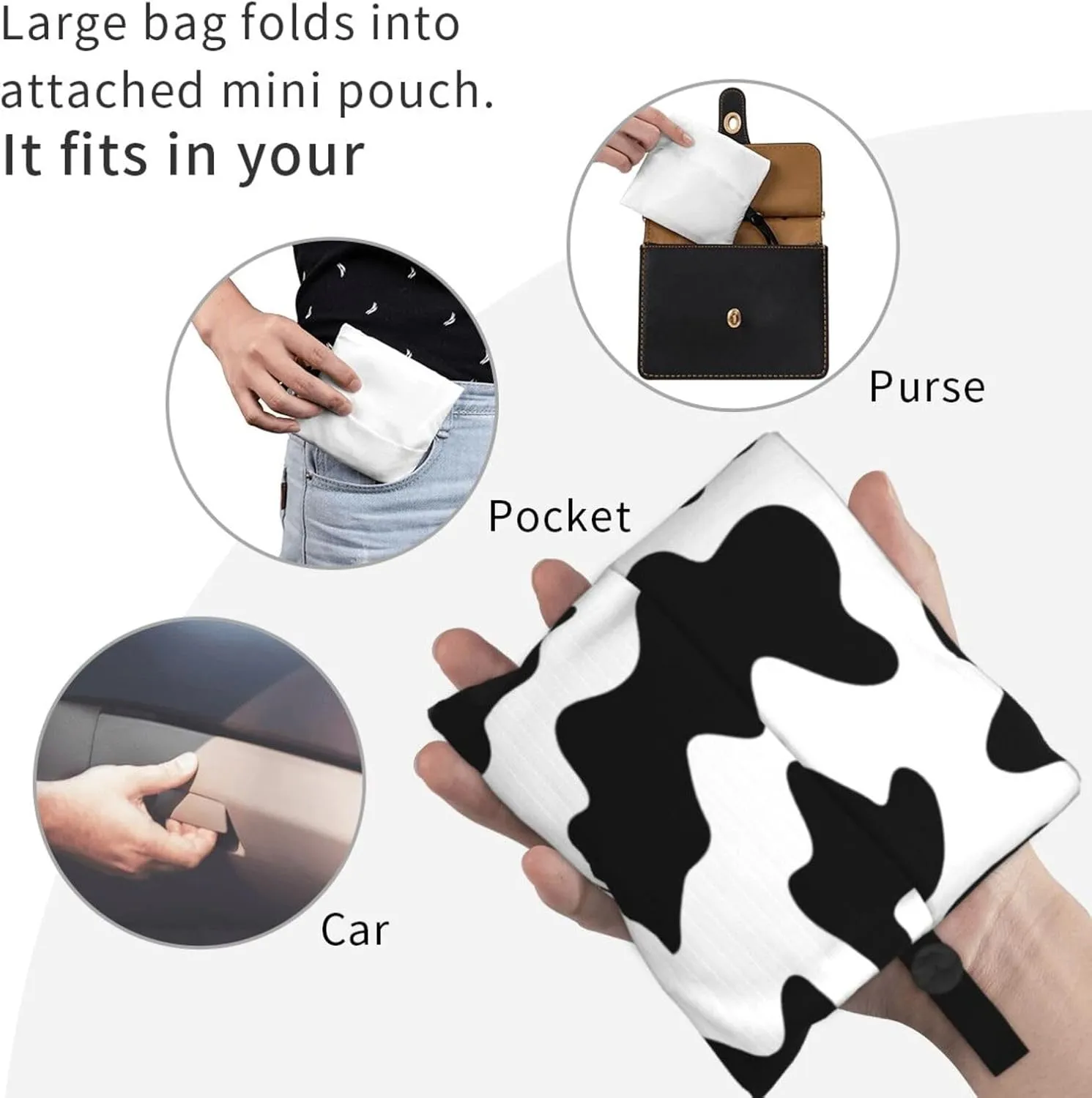 Foldable Reusable Shopping Tote  Waterproof, Lightweight & Durable for Groceries, Travel & Daily Use