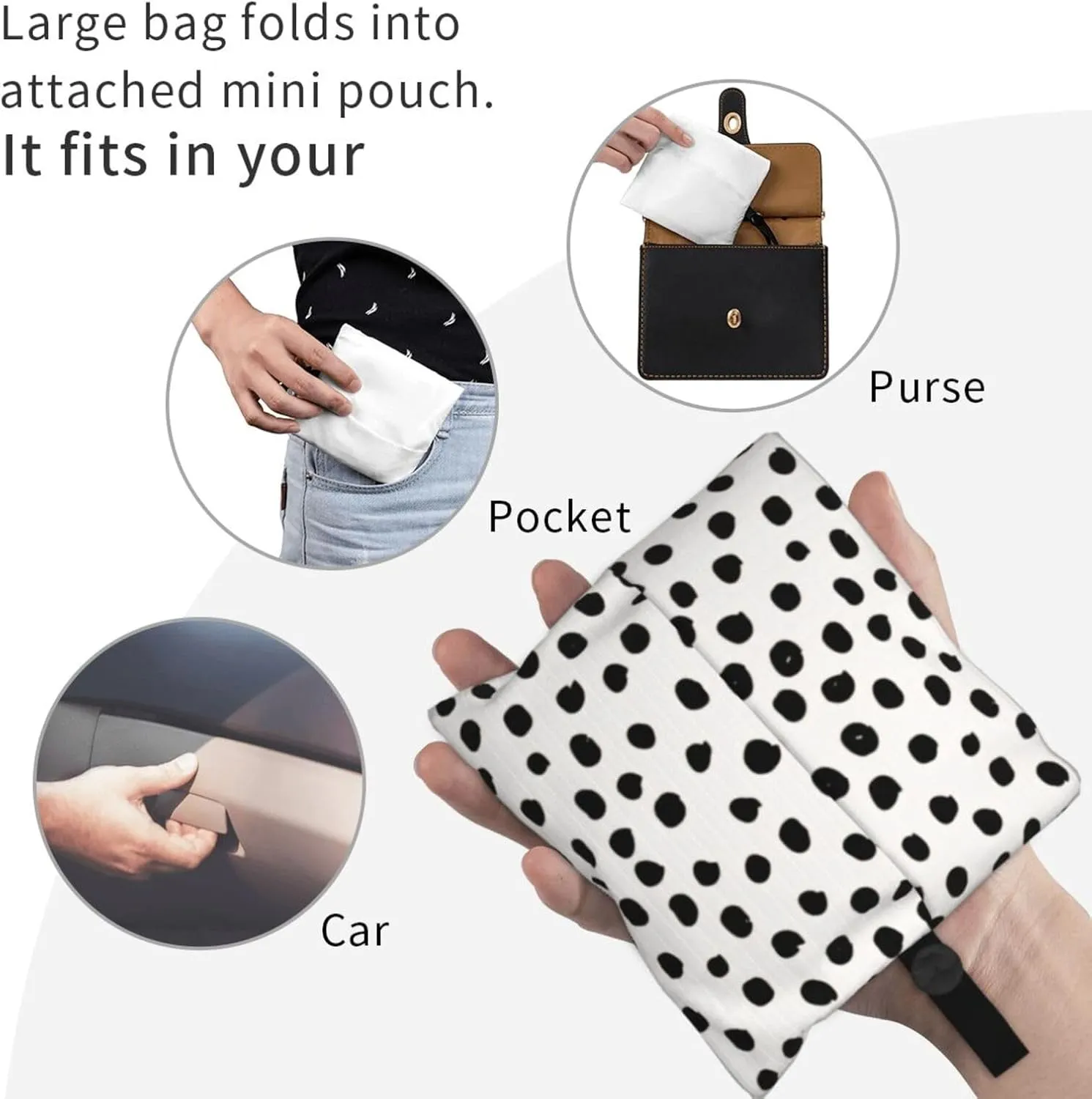 Foldable Reusable Shopping Tote  Waterproof, Lightweight & Durable for Groceries, Travel & Daily Use