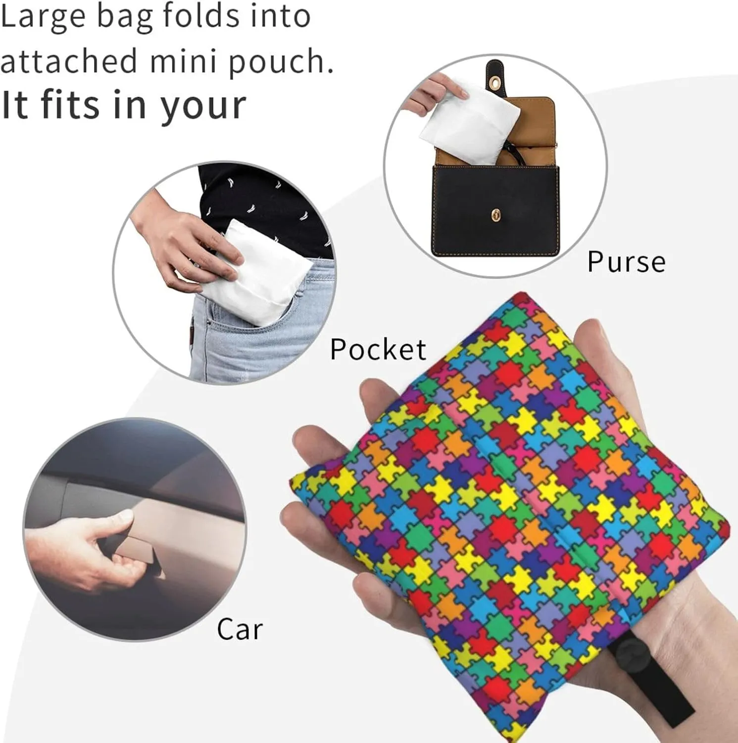 Foldable Reusable Shopping Tote  Waterproof, Lightweight & Durable for Groceries, Travel & Daily Use