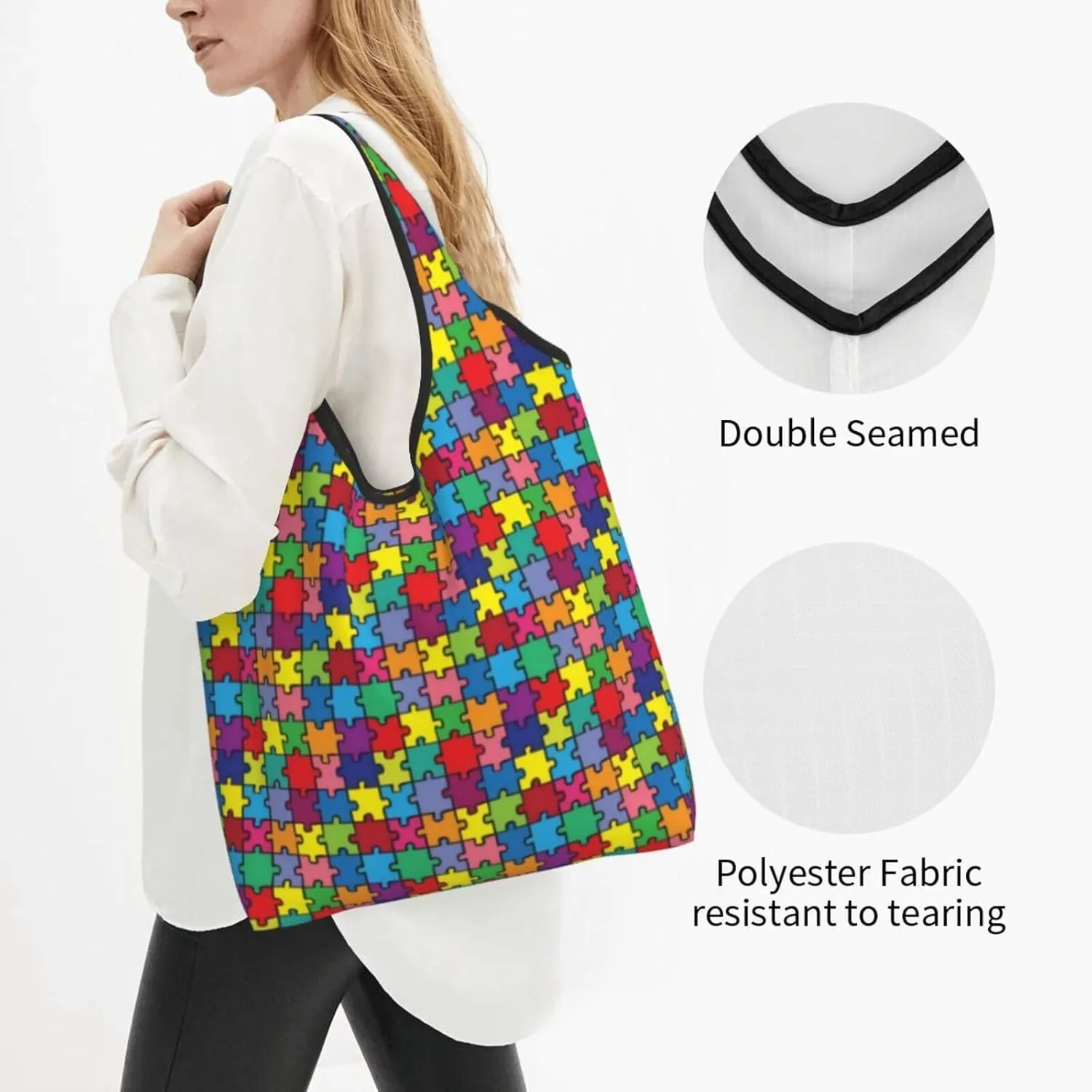 Foldable Reusable Shopping Tote  Waterproof, Lightweight & Durable for Groceries, Travel & Daily Use