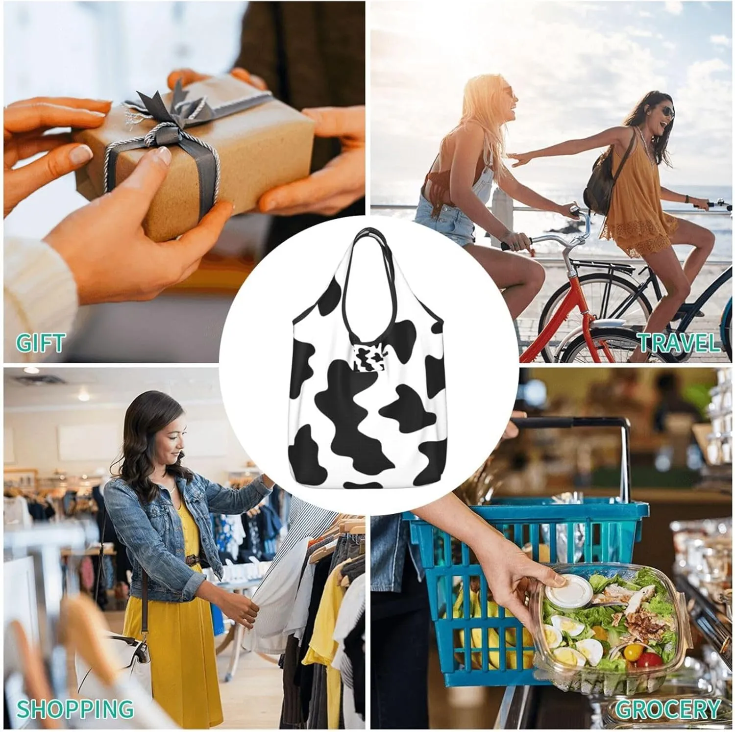 Foldable Reusable Shopping Tote  Waterproof, Lightweight & Durable for Groceries, Travel & Daily Use