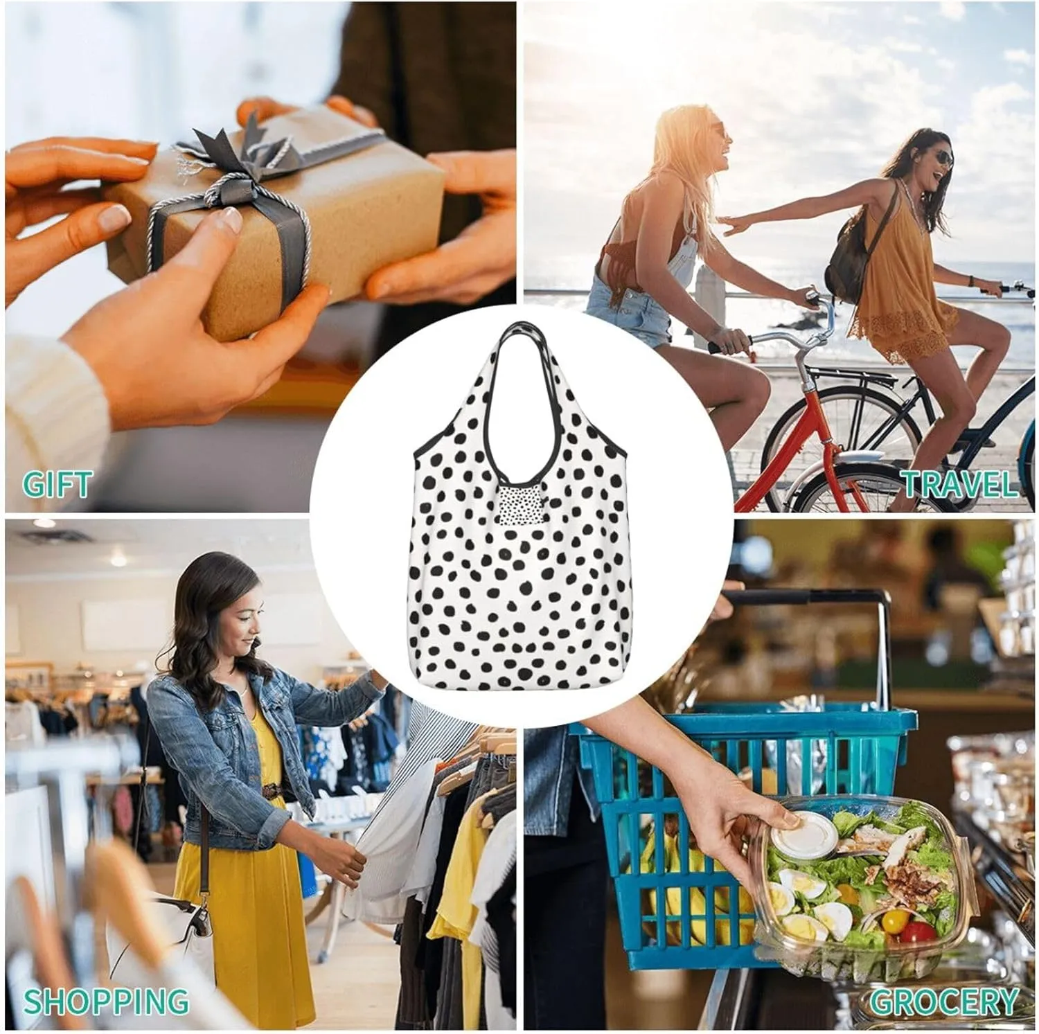 Foldable Reusable Shopping Tote  Waterproof, Lightweight & Durable for Groceries, Travel & Daily Use