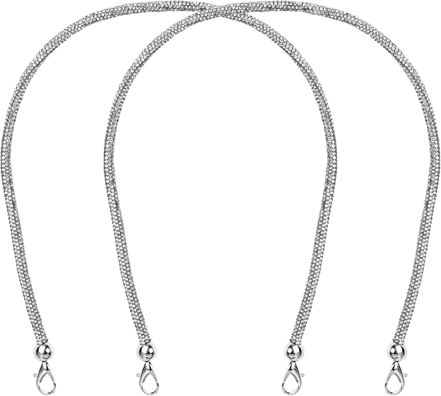 Framendino, 2 Pack Rhinestone Purse Strap Crystal Replacement Shoulder Straps Alloy Bag Diamond Short Handle Chain for Underarm Handbag Tote 23.6 Inch