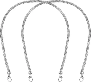 Framendino, 2 Pack Rhinestone Purse Strap Crystal Replacement Shoulder Straps Alloy Bag Diamond Short Handle Chain for Underarm Handbag Tote 23.6 Inch