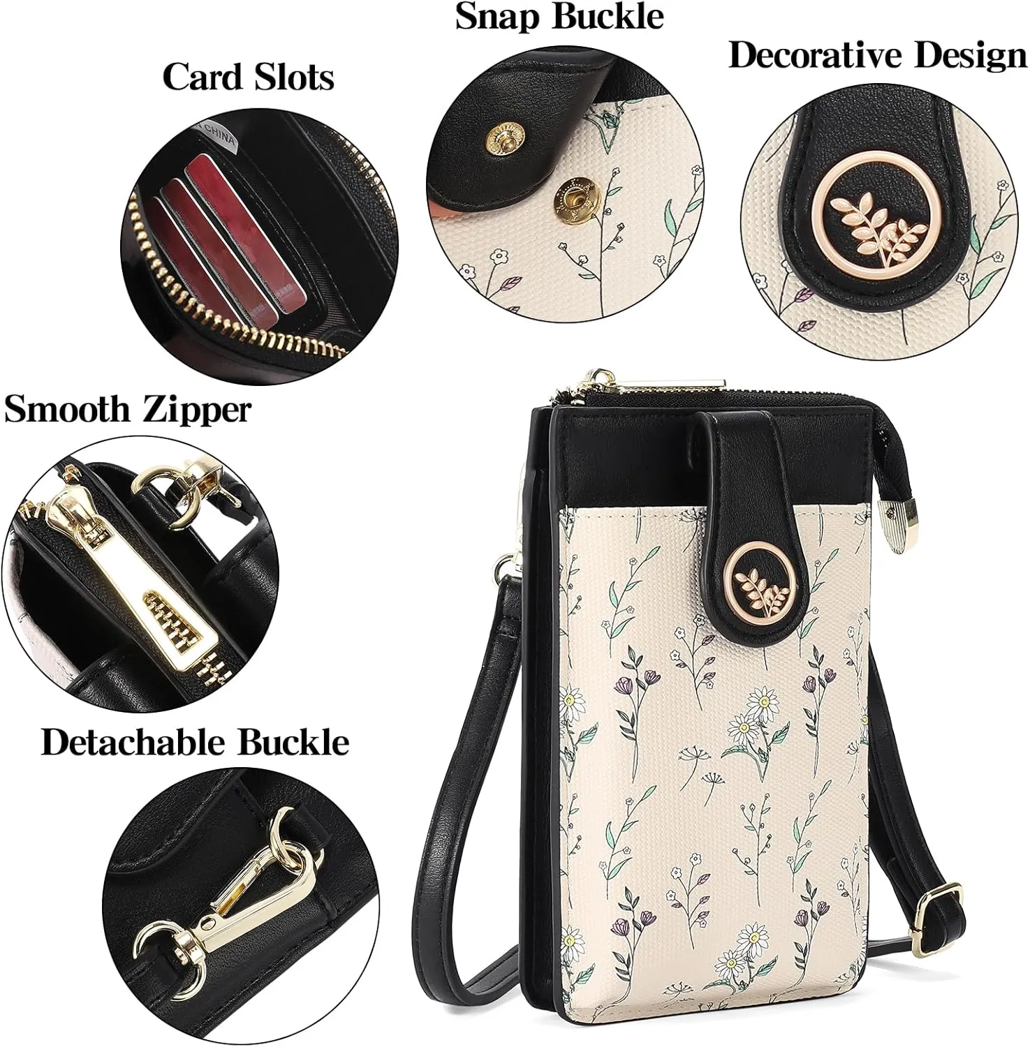 GAEKEAO Small Crossbody Bags for Women Leather Cell Phone Purse Bag Wallet with RFID Blocking Credit Card Slots