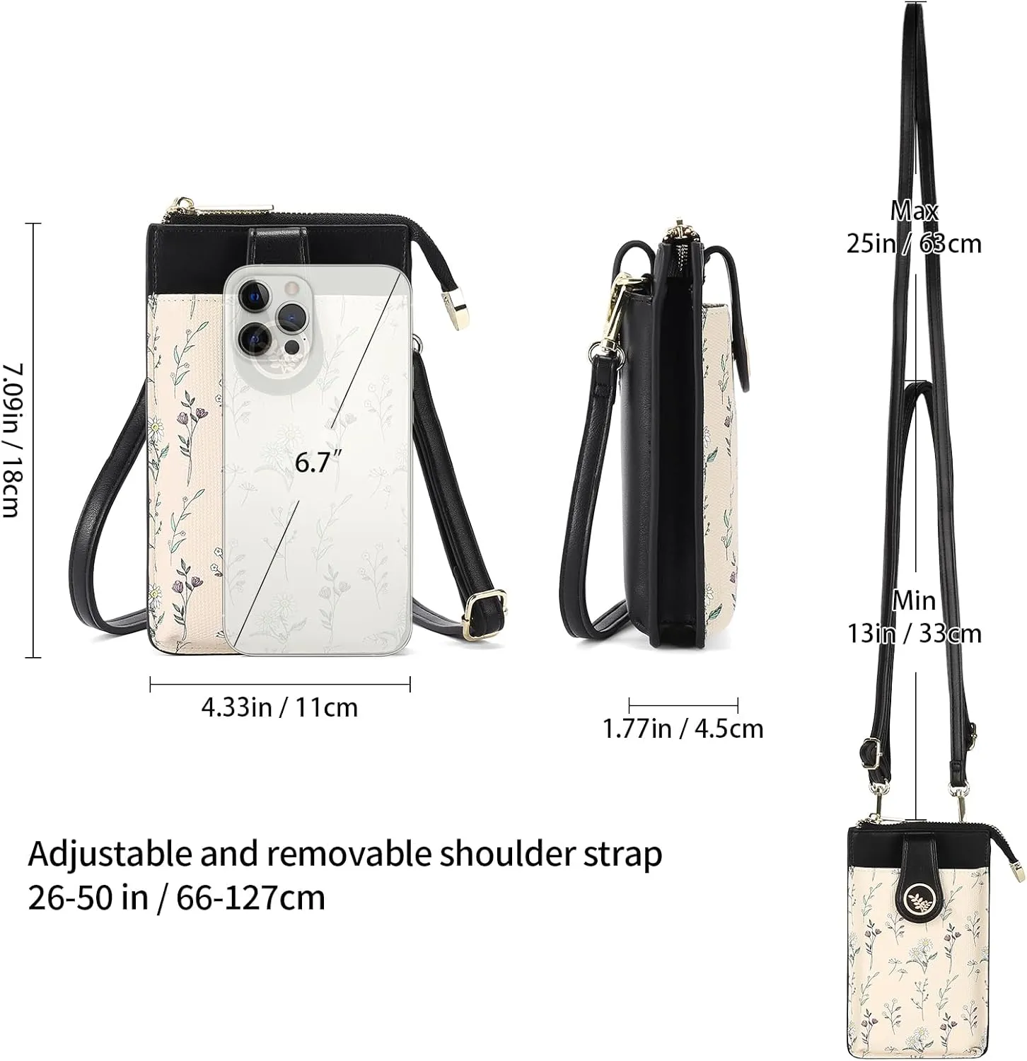 GAEKEAO Small Crossbody Bags for Women Leather Cell Phone Purse Bag Wallet with RFID Blocking Credit Card Slots
