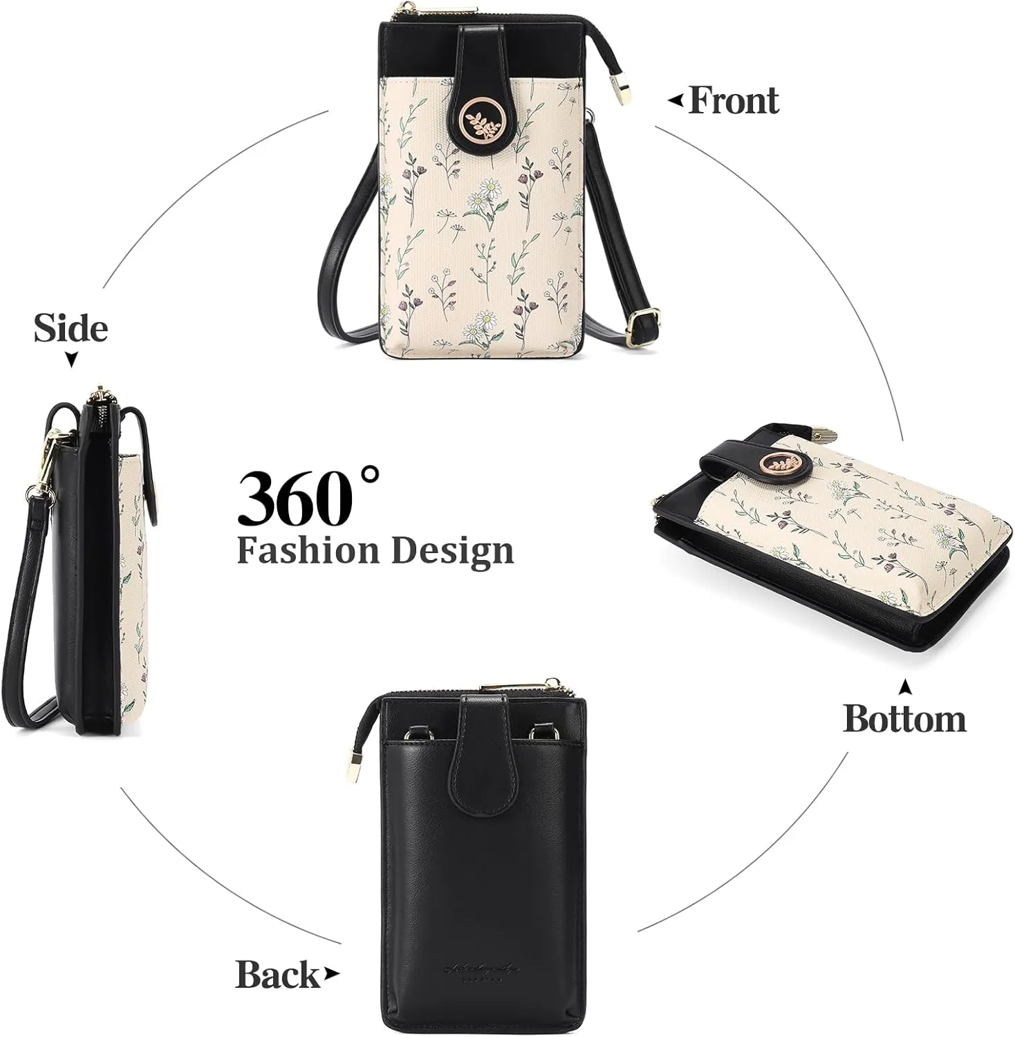 GAEKEAO Small Crossbody Bags for Women Leather Cell Phone Purse Bag Wallet with RFID Blocking Credit Card Slots