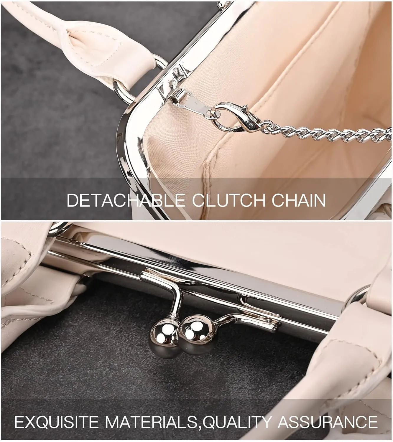GM LIKKIE Kiss Lock Purses and Handbags, Vintage PU Leather Clutch Purses for Women, Top Handle Evening Handbag