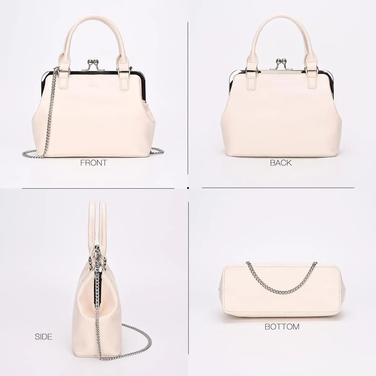 GM LIKKIE Kiss Lock Purses and Handbags, Vintage PU Leather Clutch Purses for Women, Top Handle Evening Handbag