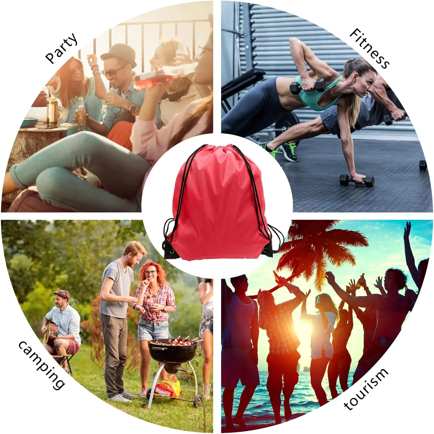 GoodtoU Drawstring Backpacks, Nylon Backpack Cinch Sack Drawstring Gym Bag for Sport, Traveling, Team (20Pcs, Cherry)