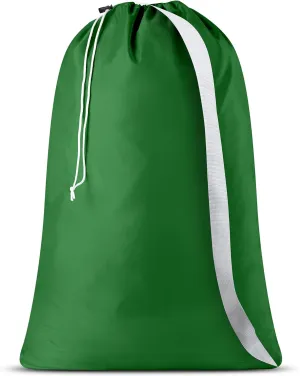 Handy Laundry Shoulder Strap Bag - Drawstring Locking Closure, Durable Nylon Material, Large Capacity, Heavy Duty Stitching, Perfect for Laundromat or College Dorm (Green | 30" x 40")