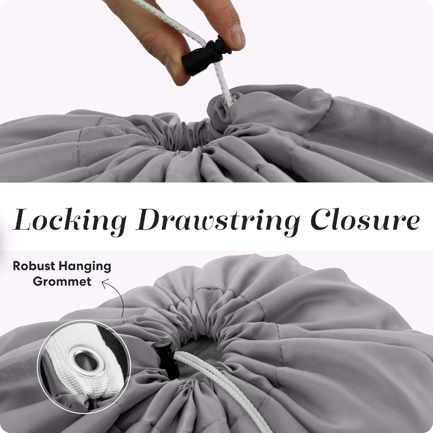 Handy Laundry Shoulder Strap Bag - Pack of 2 - Drawstring Locking Closure, Durable Nylon Material, Large Capacity, Heavy Duty Stitching, Perfect for Laundromat or College Dorm (Grey | 30" x 40")