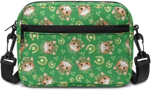 HUGS IDEA Women's Cross-Body Zipper Shoulder Bag St Patricks Day Shamrock Cell Phone Purse Handbag