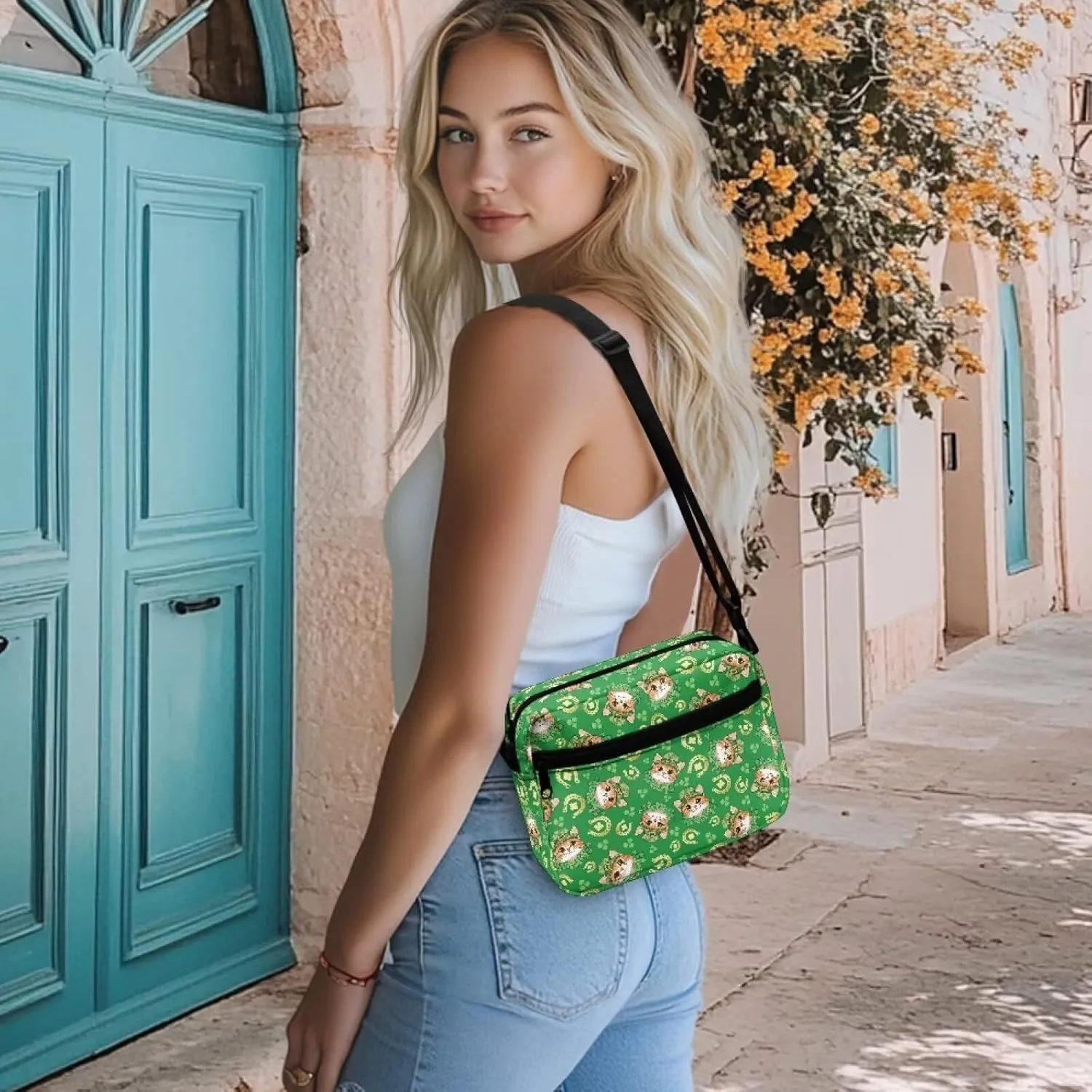 HUGS IDEA Women's Cross-Body Zipper Shoulder Bag St Patricks Day Shamrock Cell Phone Purse Handbag