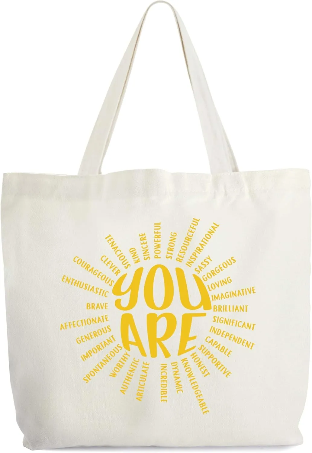 Inspirational Canvas Tote Bag for Women, You Are Brave Motivational Tote, Sunshine Gift Bag, Library Book Bag, Mental Health Shoulder Bag Inspirational Gifts for Women Friends Colleagues -03