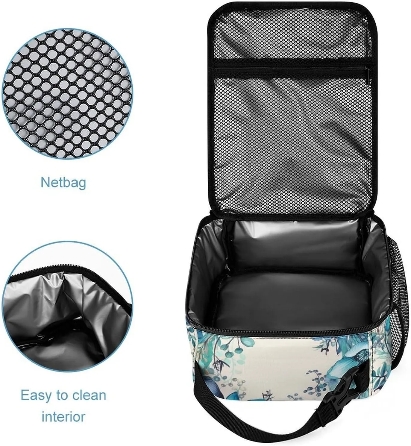 Insulated Lunch Bag for Women Men Portable Reusable Lunch Box Garland Frame Lunch Tote Bag for Work Picnic Travel