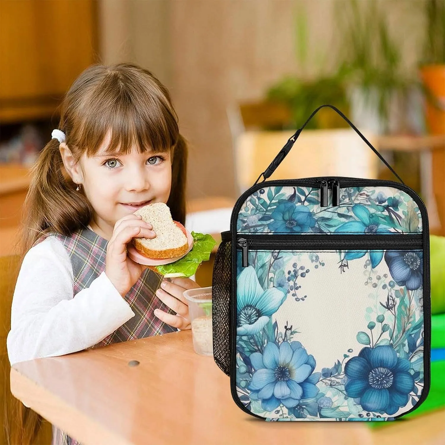 Insulated Lunch Bag for Women Men Portable Reusable Lunch Box Garland Frame Lunch Tote Bag for Work Picnic Travel