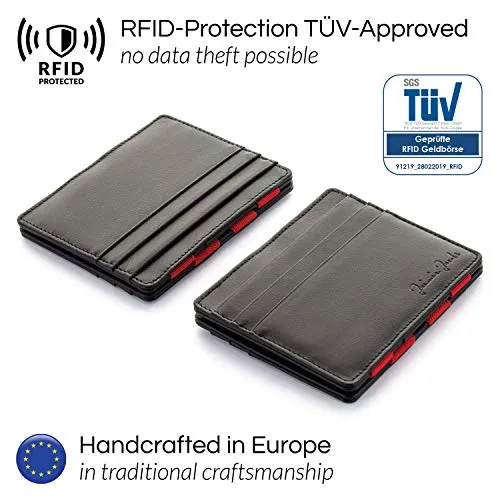 Jaimie Jacobs Magic Wallet Flap Boy Slim Front Pocket RFID (Black with Red)